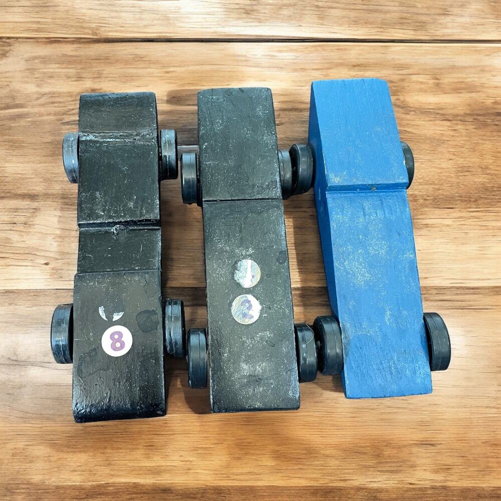 Pinewood Derby Car Lot of 3 Wooden Boy Scout Race Vintage Handmade Rustic Art
